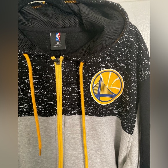 NWT Golden State Warriors Heathered Gray, Black,Yellow Zip-Up Hoodie Size Large - Picture 3 of 10